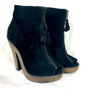JOIE Black Suede Ankle Boots Sz 7.5